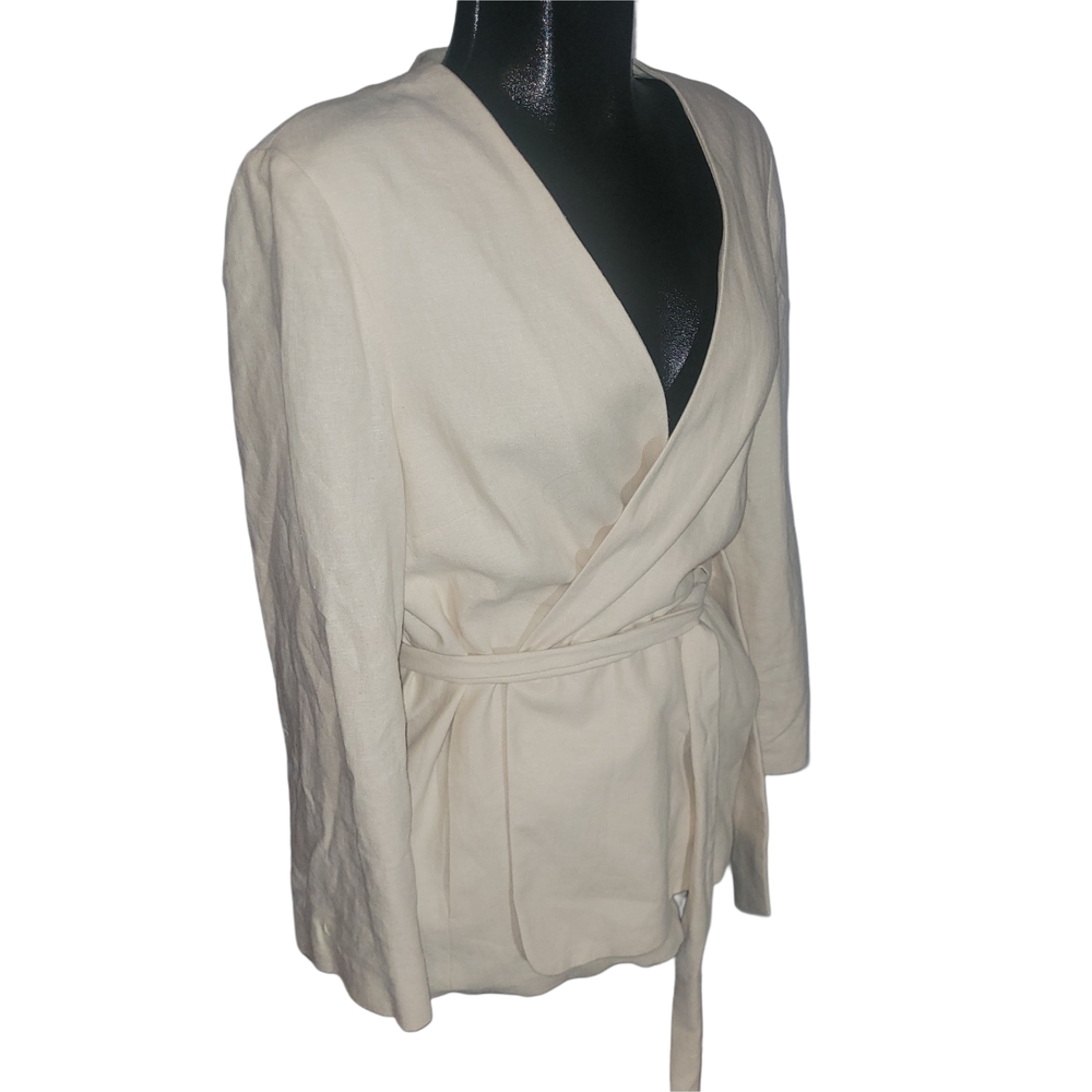 Ivory Linen Tie-Waist Jacket - Picture 2 of 6